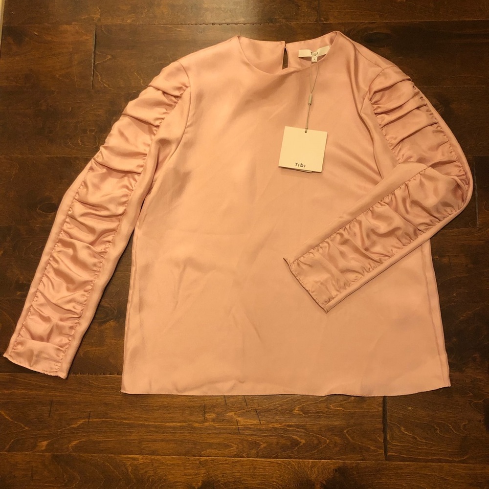 Tibi pink ruffle top